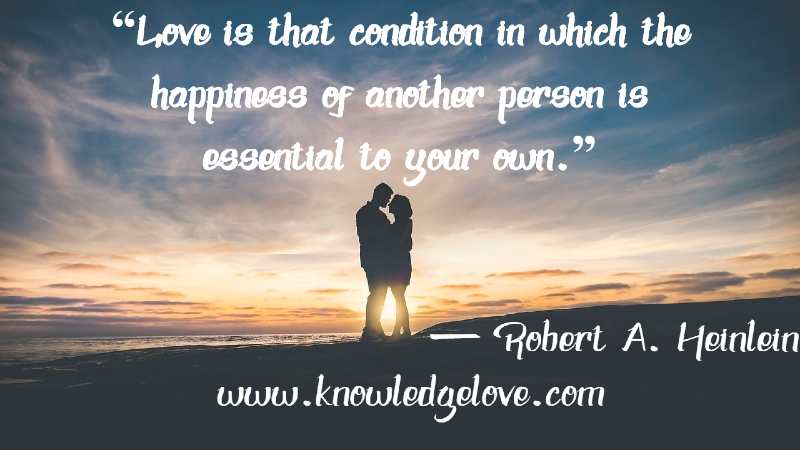 Love is that condition in which the happiness of another person is essential to your own